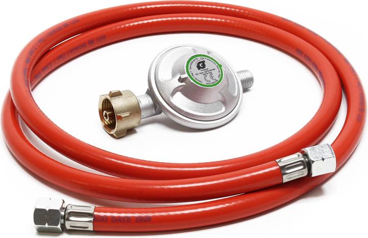 Produktbild Wiltec Gasschlauch 1,5 m Druckregler 50 mbar Druckminderer Gas Deutschland Gasdruck