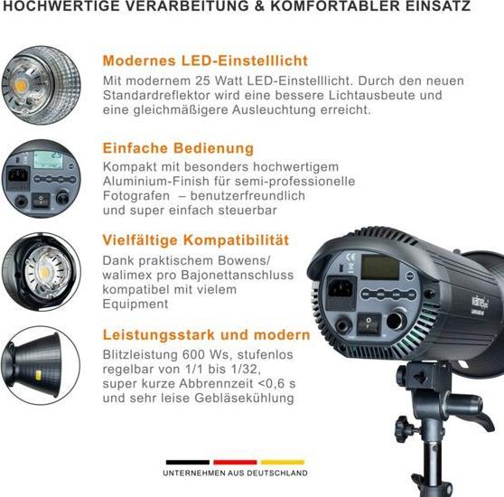 Produktbild Walimex pro Campaigner 600 HS Studioblitz (600 W, Blitzkopf)