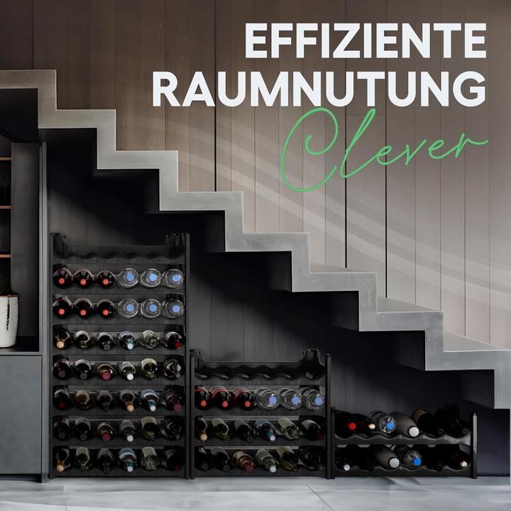 Produktbild Novaliv Weinregal für 72 Flaschen | Flaschenregal schwarz | Regal stabilem Kunststoff (Schwarz, 12) (72 Fl.)