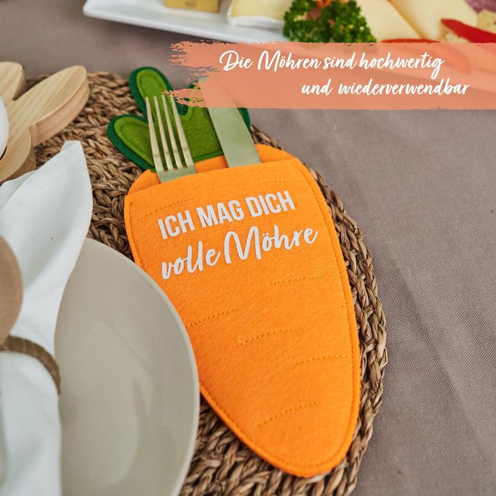 Actual product image Papierdrachen 4 Bestecktaschen Filz - Möhren (4 x)