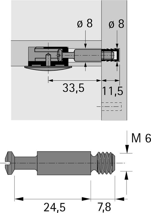 Produktbild Hettich Einschraubdübel DU 643 blank Gewinde M6 (200 Stk.)