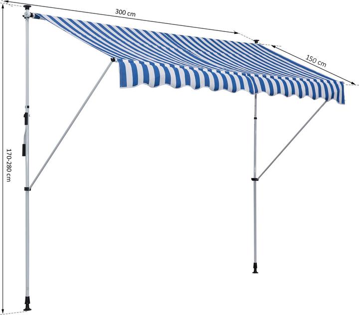 Produktbild Outsunny Klemmmarkise mit Faltarm (3 m)