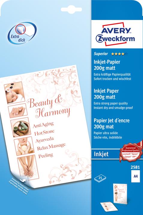 Produktbild Avery Superior Inkjet Papier (200 g/m², 25 x, A4)