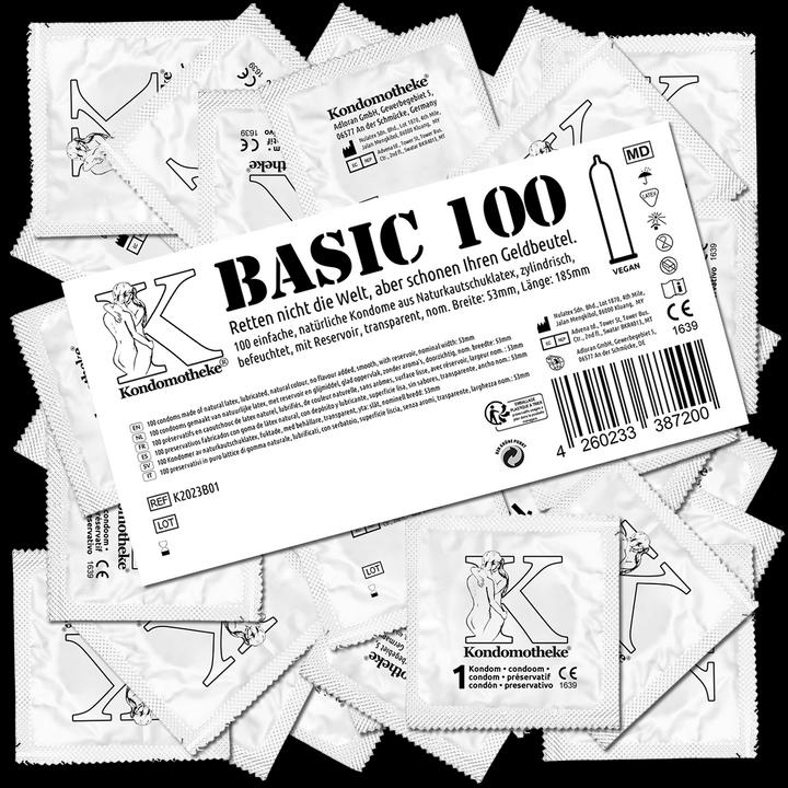 Actual product image Kondomotheke BASIC" 100 moist condoms without extras - the inexpensive condoms at a super-saving price! (100 pcs.)