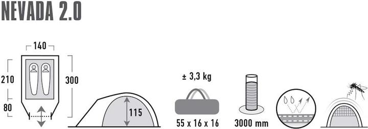 Produktbild High Peak Nevada 2.0 (Kuppelzelt, 3.30 kg, 2 Personen)