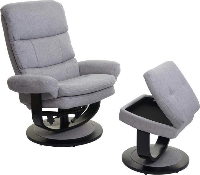 Produktbild Swisshandel24 Relaxsessel Fernsehsessel TV-Sessel Hocker mit Staufach - Stoff/Textil hellgrau