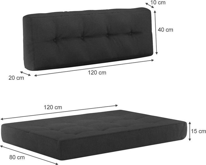 Produktbild Vicco Palettenkissen Set (120 x 80 x 15 cm, 120 x 40 x 20 cm)