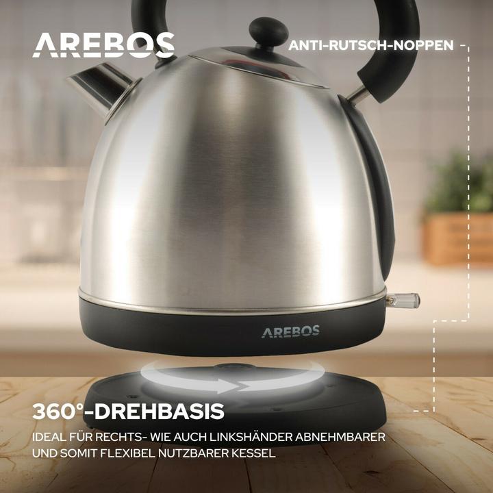 Produktbild Arebos Wasserkocher Retro - Edelstahl (1.80 l)