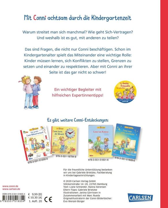 Produktbild Conni-Bilderbücher: Meine Freundin Conni: Vertrauen, vertragen, Freundschaft schliessen (Deutsch, Hanna Sörensen, Liane Schneider, Janina Görrissen, 2020)