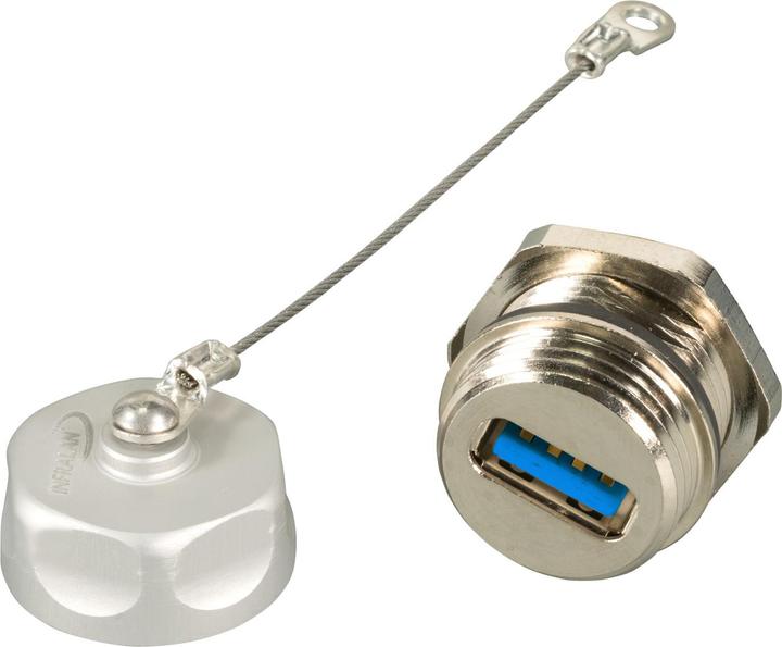 Actual product image EFB Elektronik USB3.0 IP67 feed-through coupling, Type A socket / Type A socket (USB 3.0)