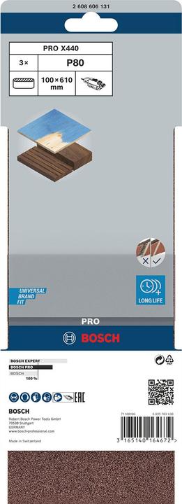 Actual product image Bosch Professional Zubehör PRO X440 sanding belt, 100 x 610 mm, G80 (80)
