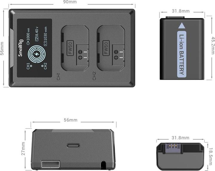 Actual product image SmallRig NP-FW50 Kit 3818 (Camera battery, Camera battery charger)