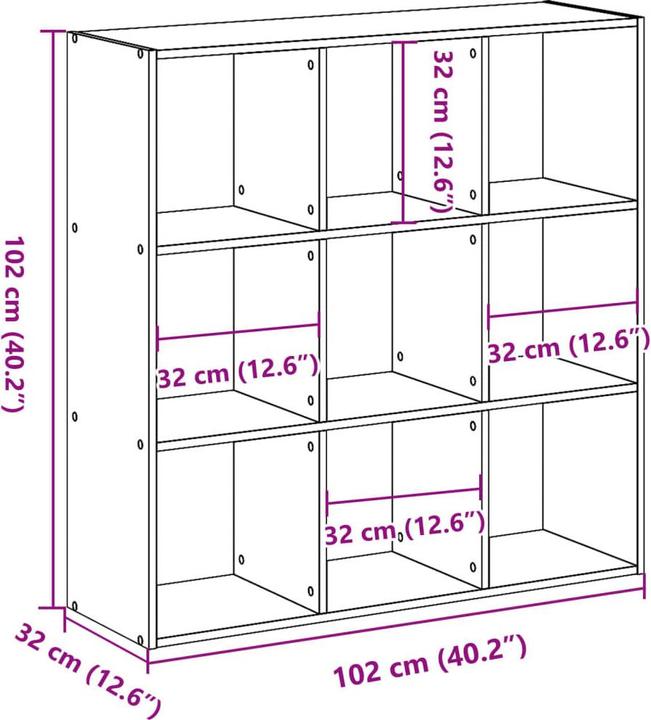 Produktbild VidaXL Bücherregal (102 x 32 x 102 cm)