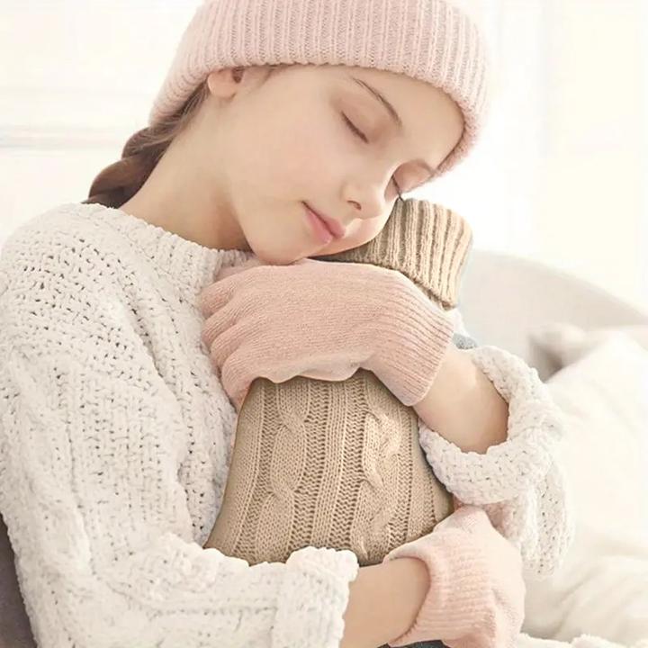 Image du produit ASMI Bouillotte, bouillotte avec housse en tricot, 1 litre (1 l)
