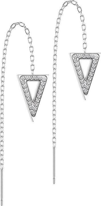 Star Piercing Ohrstecker silber freifallende Kette Dreieck mit Kristallen (ohne Messing, Chirurgenstahl 316L)