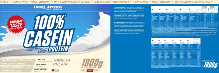 Actual product image Body Attack 100 % Casein Protein (900g can) (Chocolate, 1 pcs., 900 g)