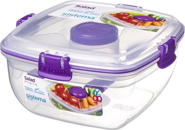 Actual product image Sistema Salad box to go with cutlery 1,1 l 16,5x16,5x8,5cm assorted colors
