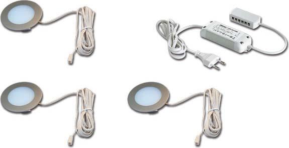 Produktbild Hera 61056938002 LED-Einbauleuchten-Set, Metall, Edelstahl-optik, 6,8 x 6,8 x 1,5 cm