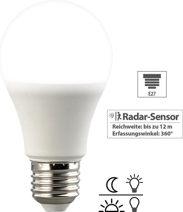 Produktbild Luminea LED-Lampe mit Radar-Bewegungs- & Lichtsensor (E27, 10 W, C)
