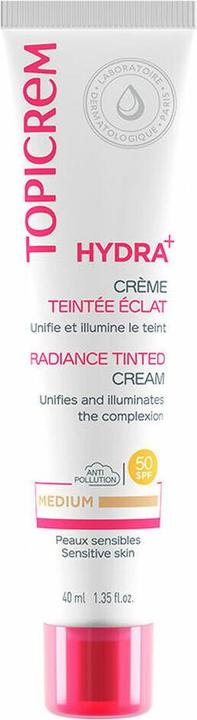 Produktbild Topicrem Toning skin cream SPF 50 Hydra+ (Radiance Tinted Cream) 40 ml - Shade: Medium (Körpercreme, 40 ml)