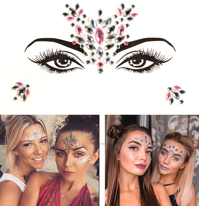 Produktbild PhoneLook Festival & Open-Air Gesicht Sticker Aufkleber Glitzer Diamanten Tattoo Style 3