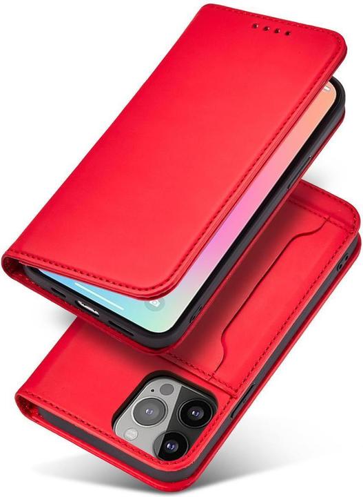 Actual product image Hurtel Magnet Card Case for iPhone 13 Pro Pouch Card Wallet Card Holder Red (Apple iPhone 13 Pro)