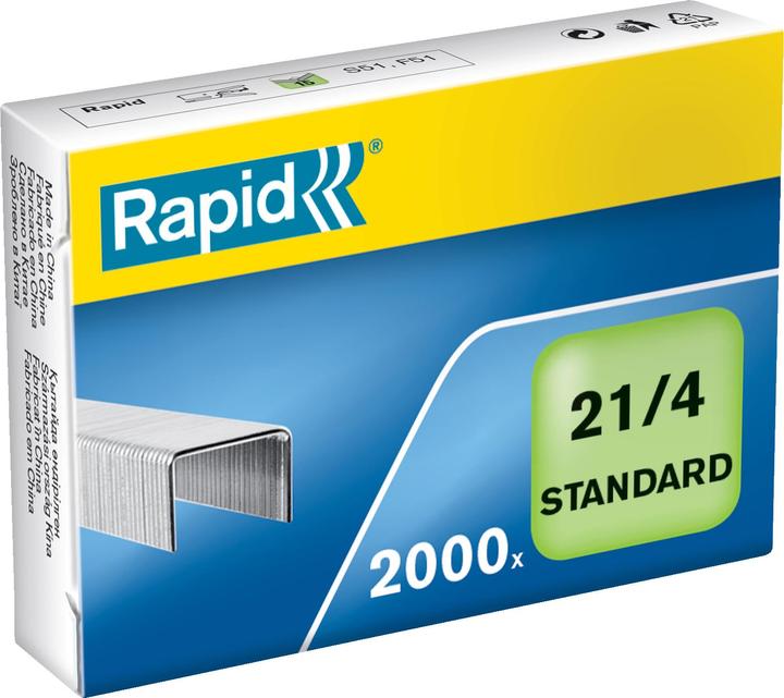 Image du produit Rapid 21/4, Pack d'agrafes, 21/4, 4 mm, 2000 agrafes, 12 pages, argenté (1 x)