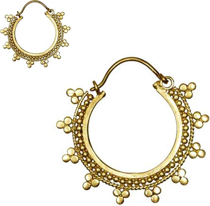 Star Piercing Ohrring vergoldet flache Kugeln Dreiecke (Messing)