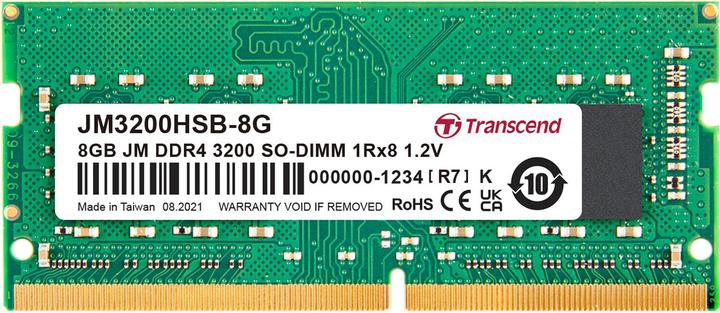 Transcend SO DDR4 PC 3200 CL22 JetRam, JM3200HSB-8G (1 x 8GB, 3200 MHz, DDR4-RAM, SO-DIMM)