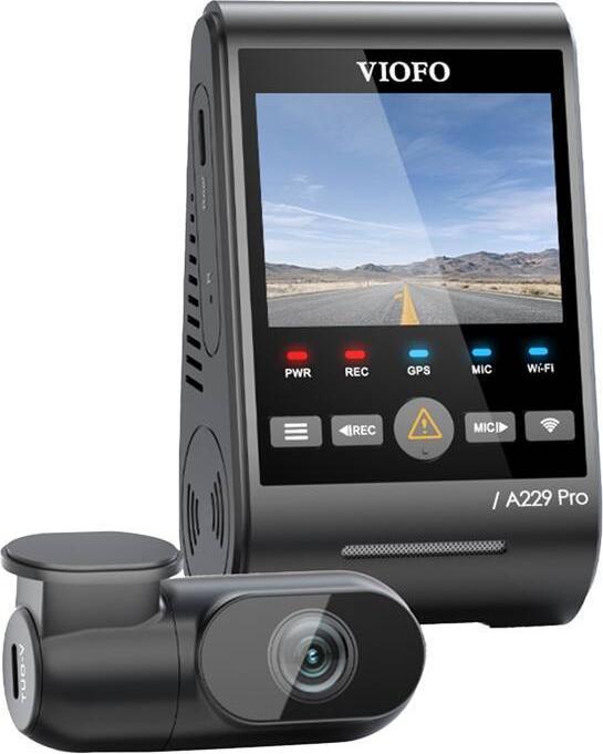 Immagine prodotto Viofo A229 Pro 2CH - Dashcam doppia 4K - Filtro cpl gratuito incluso - Modello 2023 (Ricevitore GPS, Microfono incorporato, Visione notturna, Accelerometro, Display integrato, WiFi, 4K)