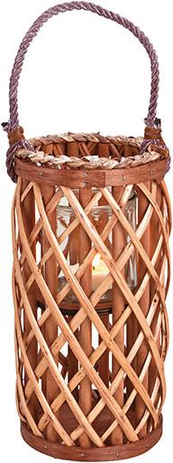 Produktbild G. Wurm Laterne Weidengeflecht mit Windlicht Glas aus Naturmaterial Cognac (B/H/T) 15x31x15cm
