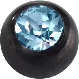 Bijouteria Piercingverschluss (Chirurgenstahl 316L, PVD Beschichtung (schwarz), Premium Kristall)