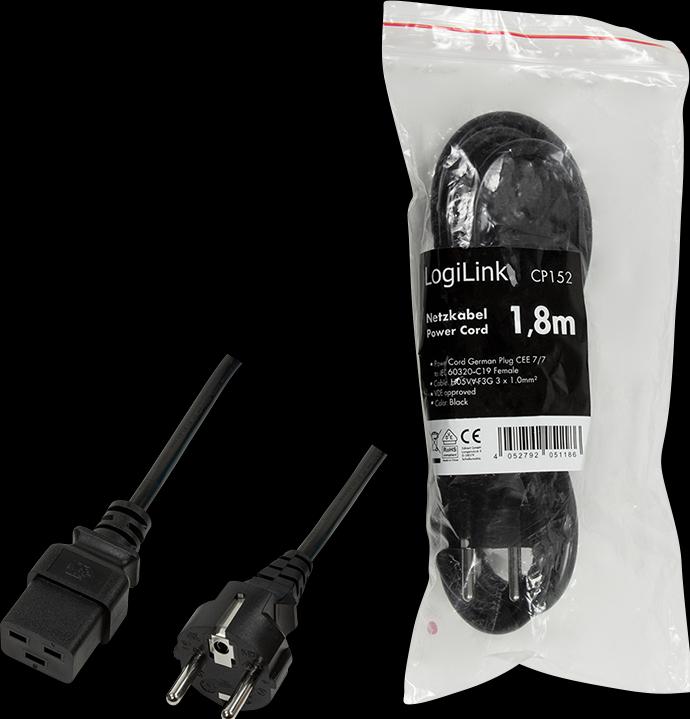 Image du produit LogiLink Cordon d'alimentation CEE 7/7-IEC C19 noir 1.80m (1.80 m)