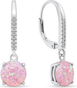 Brilio Silver - Beautiful silver earrings with pink opals EA1166WP