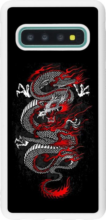 Actual product image PhoneLook Coque Silicone rigide blanc Japanese style Dragon Tattoo Red Black (Samsung Galaxy S10)