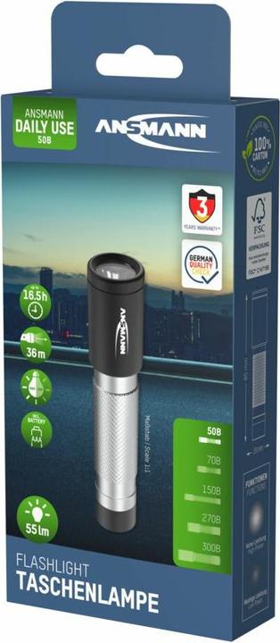 Produktbild Ansmann LED Taschenlampe 50B batteriebetrieben/inkl. 1x Micro AAA (8.50 cm, 55 lm)