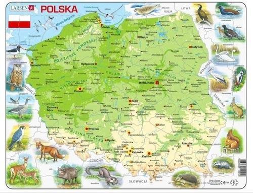 Produktbild Larsen Puzzle Karte Polen physikalische Tiere Maxi