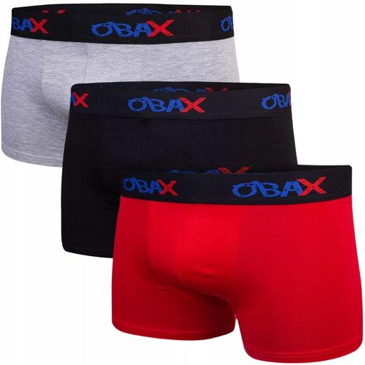 Obax Herren-Boxer-Unterwäsche 3p Schwarz/Rot/Grau XL (XL)
