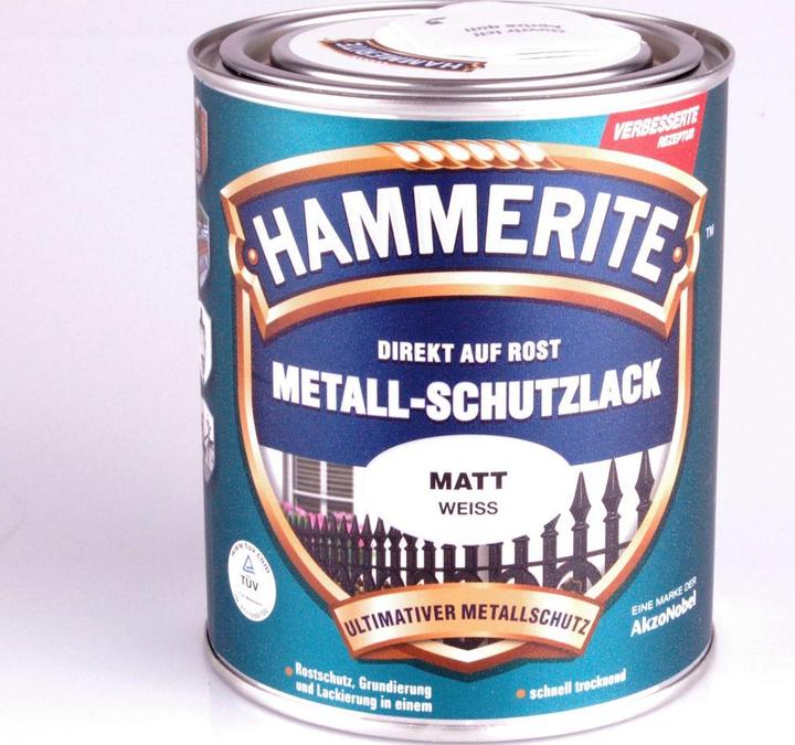 Actual product image Hammerite Metal Protective Lacquer White Matt (750 ml, White)