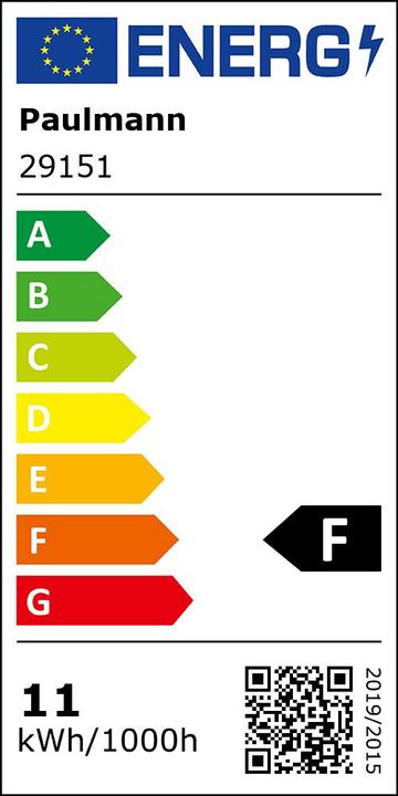 Energy Label Paulmann AGL Zigbee filament set of 3 (E27, 11 W, 1055 lm, 1 x, F)