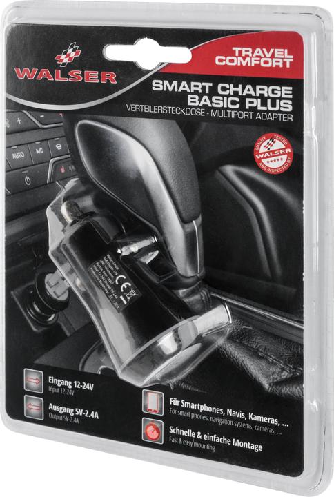 Produktbild Walser PKW/KFZ 2-USB-Port Adapter - Ladegerät - Duo USB 12/24V schwarz