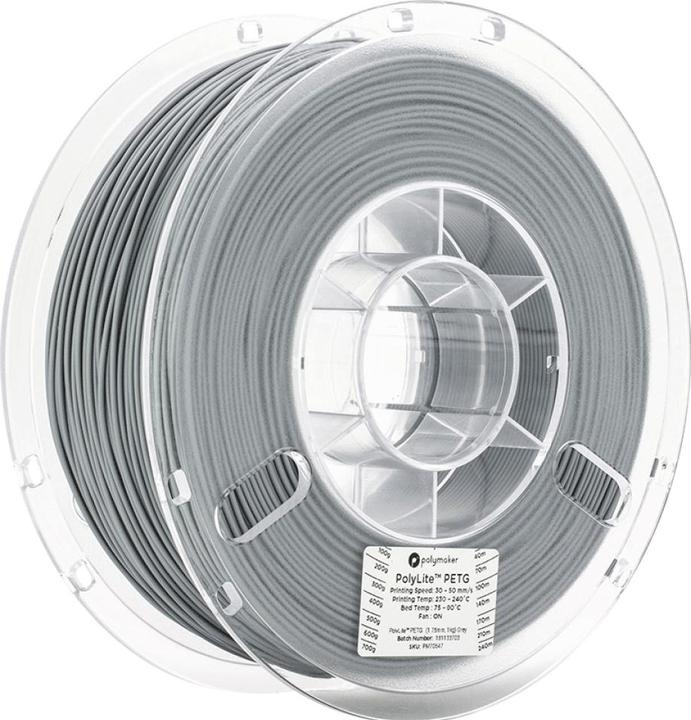 Actual product image Polymaker PolyLite PETG V2 - Grey - 1.75mm (PETG, 1.75 mm, 1000 g, Grey)