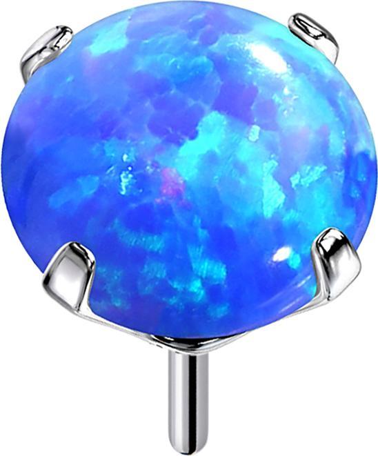 Actual product image Star Piercing Threadless silver with blue opal setting (Titanium G23, Tungsten, without brass)