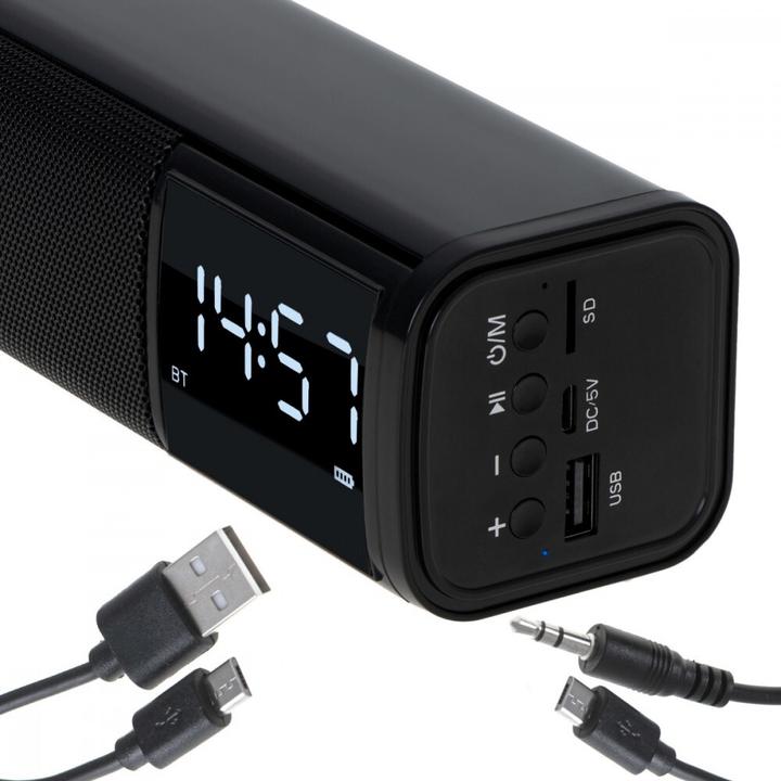 Actual product image Adler AD 1191 Clock Speaker, Black (15 h, Rechargeable battery operated, USB power delivery)