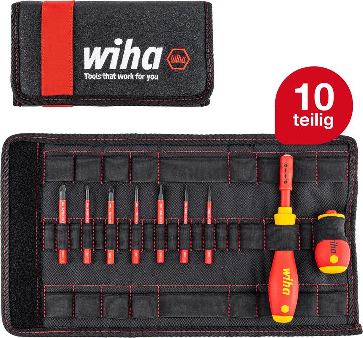 Actual product image Wiha Screwdriver and bit set slimVario slotted Pozidriv PlusMinus/Pozidriv in pouch (Slotted screws, Pozidriv cross recess (PZ))