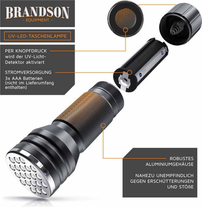 Produktbild Brandson UV LED-Taschenlampe (10 cm)