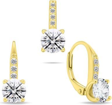 Brilio Silver - Elegant gold-plated set with zircons SET274Y (pendant. dangle earrings) (Silber aus der Schweiz und Deutschland und Österreich)