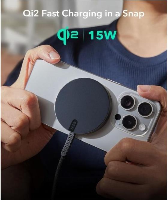 Image du produit ESR Halolock Qi2 Mini chargeur sans fil 15 W avec MagSafe - Noir (15 W)