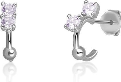 JVD Silver earrings circles with light purple zircons SVLE0701XH2F200