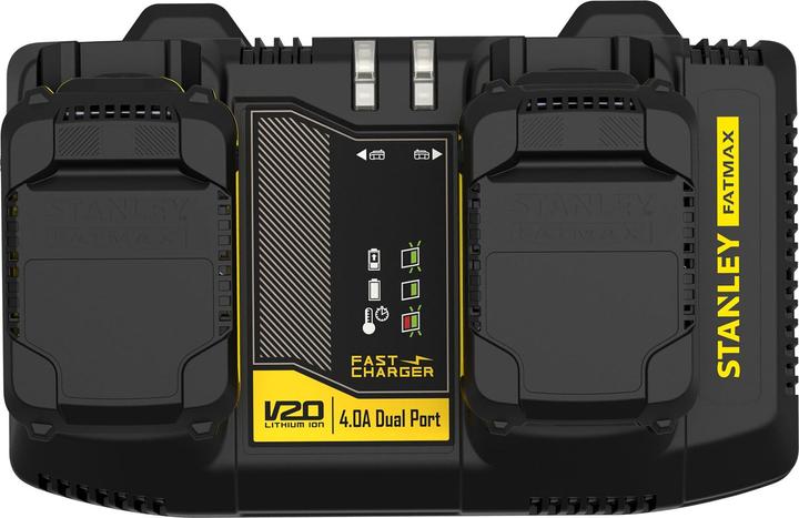 Produktbild Stanley FatMax Zweischacht-Schnell-Ladegerät SFMCB24 (18 Volt, 4 Ampere, 2 Akkus parallel laden, für (18 V)